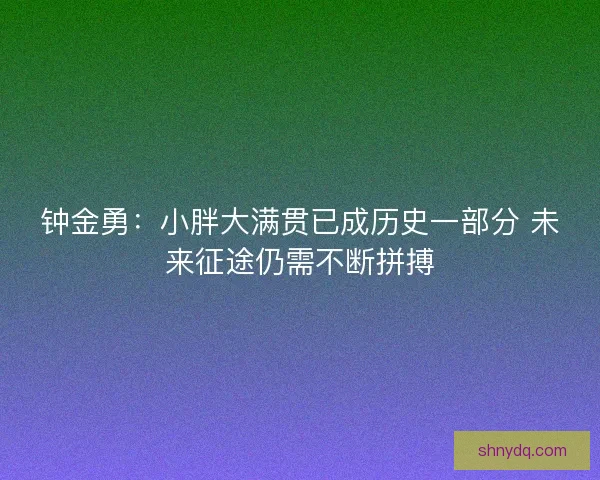 钟金勇：小胖大满贯已成历史一部分 未来征途仍需不断拼搏