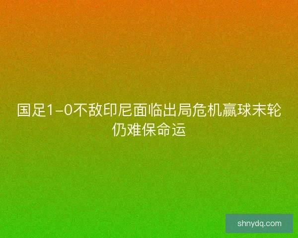 国足1-0不敌印尼面临出局危机赢球末轮仍难保命运